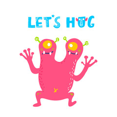 Vector isolated cute cartoon monster 