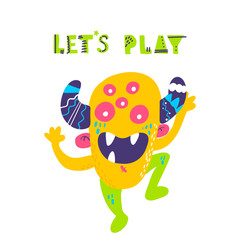 Vector isolated cute cartoon monster 