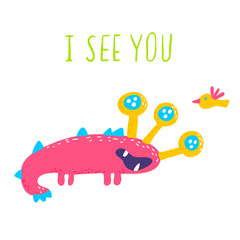 Vector isolated cute cartoon monster 