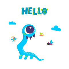 Vector isolated cute cartoon monster 