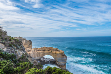 The Arch rock formation in Port Campbell National Park off the Great Ocean Road in Victoria,...