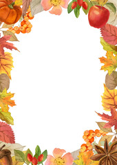 Naklejka na ściany i meble Watercolor autumn wreath