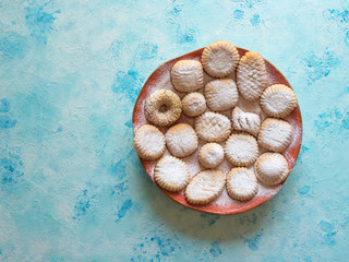 Cookies for celebration of El Fitr Islamic Feast. Maamoul - arabic cookies stuffed dates