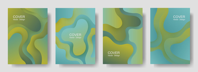 Gradient liquid shapes abstract covers vector collection. Glitch poster backgrounds design.