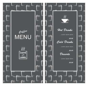 menu template for cafe, bistro, fast food. Vector black and white illustration.