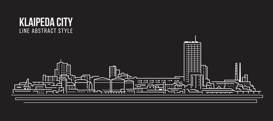 Cityscape Building Line art Vector Illustration design -  Klaipeda city - obrazy, fototapety, plakaty