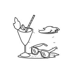 summer cocktail of coconut with sunglasses