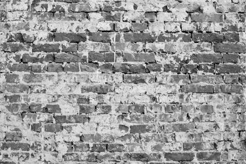 Black and white Background of old brick wall