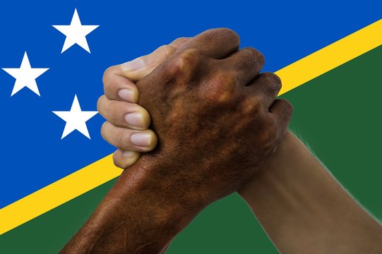 Solomon Islands Flag, Intergration Of A Multicultural Group Of Young People