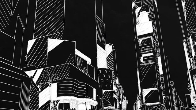 New York city sketch - self-drawing lines