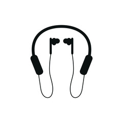 silhouette of bluetooth headphones with microphone on white background