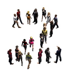 people - arranged in number 2 - without shadow - isolated on white background