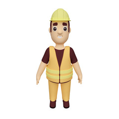 Construction worker in a protective helmet. 3d rendering