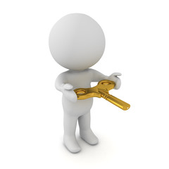 3D Character holding wind-up toy key