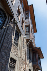 Street and Nineteenth Century Houses in The old town in city of Plovdiv, Bulgaria