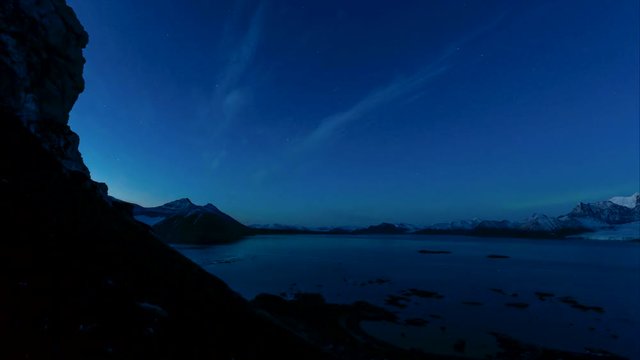Sunrise over Arctic fjord