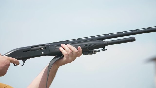Innovative rifle shooting and cartridge case soaring out breaching lock in slo-mo  