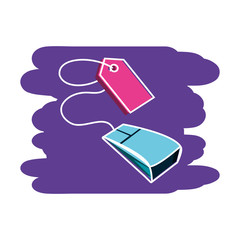 tag commercial with mouse device isolated icon