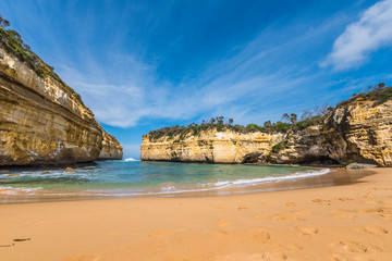 View of the Loch Ard Gorge in Port Campbell, Victoria, Australia.