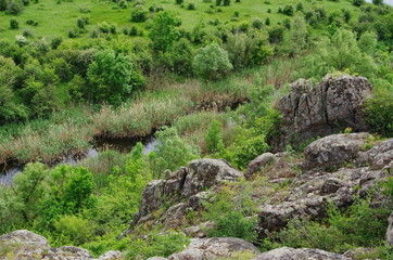 Aktove canyon Voznesenskiy region of Mykolaiv Oblast of Ukraine . landscape park Granite-steppe lands of Buh. Natural Wonders of Ukraine	