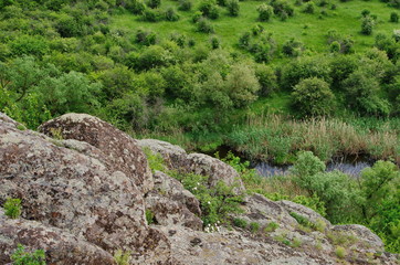 Aktove canyon Voznesenskiy region of Mykolaiv Oblast of Ukraine . landscape park Granite-steppe lands of Buh. Natural Wonders of Ukraine	