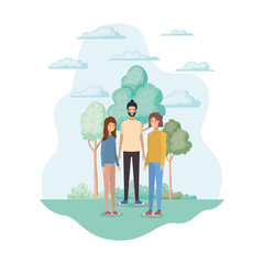 Woman and man avatars in the park design