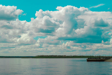 clouds over lake