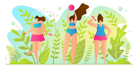 Obraz na płótnie Canvas Hot Vacation Time for Girls Vector Illustration. 