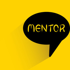 mentor word in speech bubble on yellow background