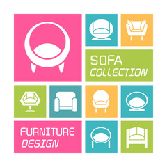 sofa icons in colorful background