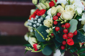 wedding bouquet and wedding decoration, flowers and wedding floral arrangements