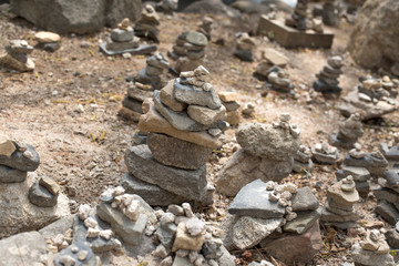 A small stone tower. Stack of stones