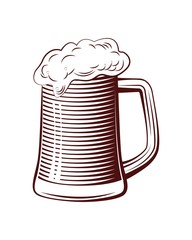 Beer glass in old line art style