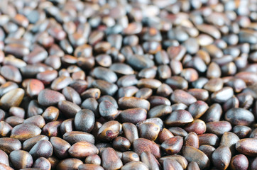 pine nuts close up background