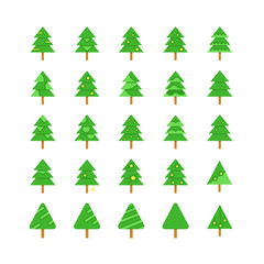 Obraz premium green Christmas tree icons set