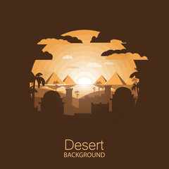 landscape desert.Arabic city in the dry desert.Negative space illustration