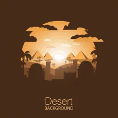 Fotobehang Chocoladebruin landscape desert.Arabic city in the dry desert.Negative space illustration  © Vlad