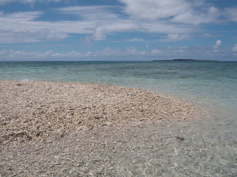 Okinawa,Japan-May 31, 2019: Barasu island, formed with pieces of coral: a very very small desolate island located north of Iriomote island.