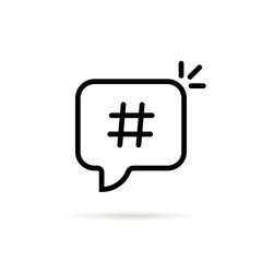 linear black hashtag logo in bubble