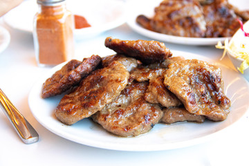 Turkish grilled meatballs on plate.