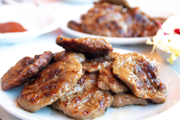 Turkish grilled meatballs on plate.