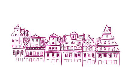 sketch vector illustration european view wroclaw buildings
