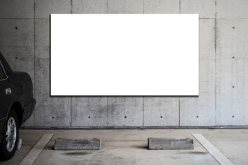 Blank billboards in the underground car park