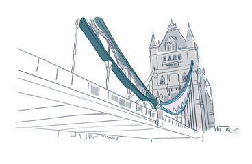 London Bridge sketch line isolated view building