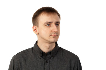 Obraz premium Young man portrait on white background