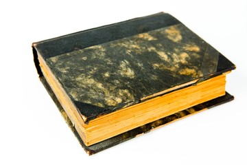 Vintage book with black textured cover.