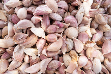 garlic at a market stall, Close up focusl