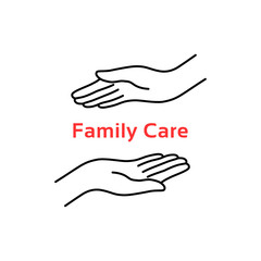 family care logo with thin line hand