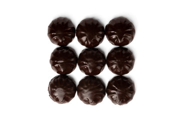Chocolate marshmallow isolated on white background.