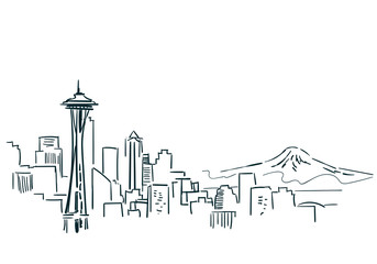 Seattle USA city sketch vector illustration line art - 271584118